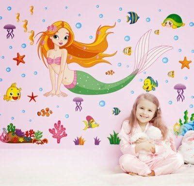 pk Vinyl Disney Cartoons Princess Ariel The Little Mermaid, 3D Wall ...