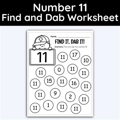 Number 11 Find and Dab Worksheet