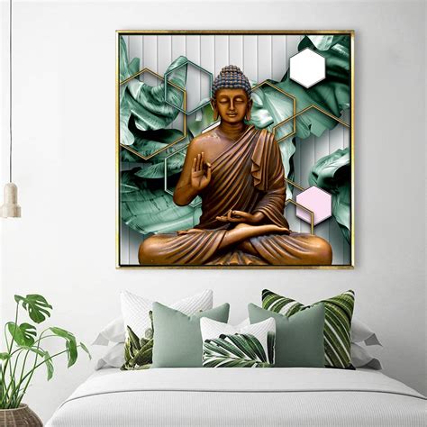 Serene Retreat: Lord Buddha Wall Art Paintings for Bedroom decor ...
