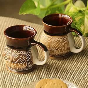 ExclusiveLane Serving Tea Cups Set & Ceramic Coffee Mugs Set of 2 (300 ...
