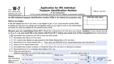 Learn How to Fill the Form W-7 Application for IRS Individual Taxpayer Identification Number