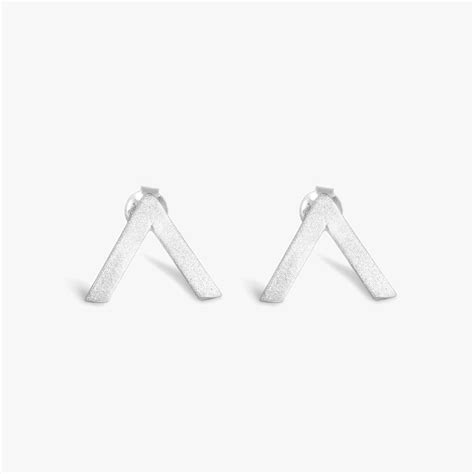 V Shaped Silver Stud Earrings