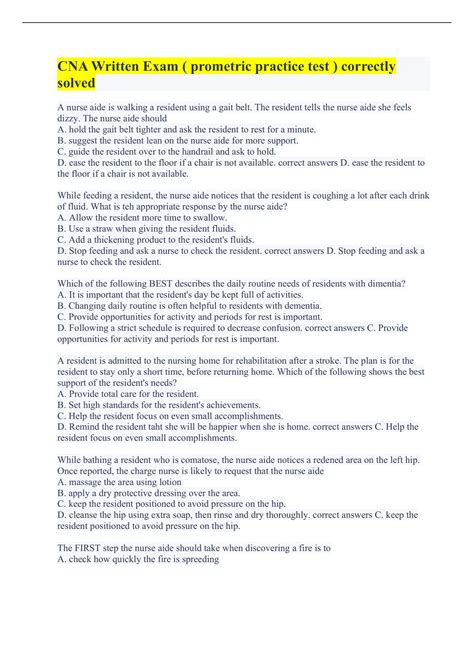 Prometric CNA Exam Bundle 2024–2025 – Real Questions, Skills Checklists ...