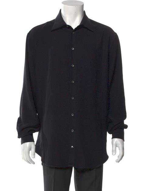 Giorgio Armani Long Sleeve Dress Shirt - Black Dress Shirts, Clothing ...