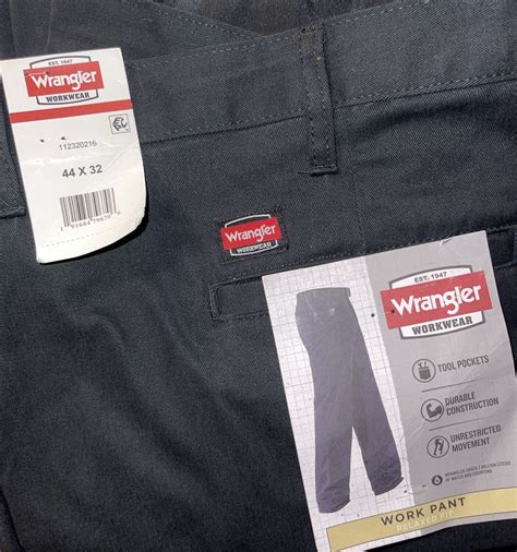 Wrangler Workwear Men’s 44x32 Premium Relaxed Fit Work Black Pants Tool ...