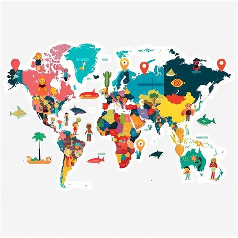 Premium Photo | Map of the world kids pins young population i