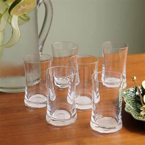 Buy PURE HOME + LIVING Set of 6 Clear Curved Drinking Glasses Online at ...