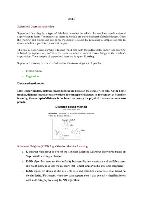 Unit-2 machine learning R20 - Unit- 2 Supervised Learning Algorithm ...