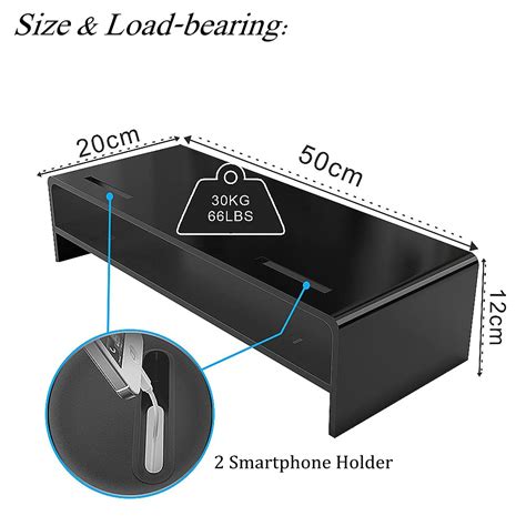Buy Acrylic Monitor Stand Riser with 2-tier Storage and 2 Smartphone ...