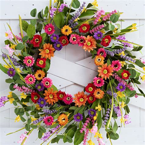 Amazon.com: WSTPUPU Artificial Spring Wreath 22 Inch Summer Wreaths for ...