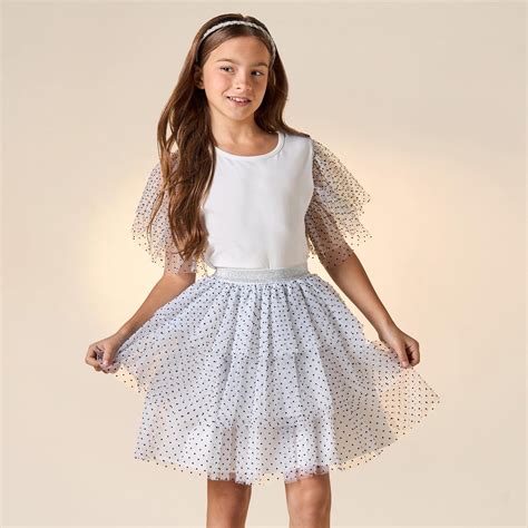 Buy Juniors Polka Dot Print Ruffle Sleeves Top and Tiered Skirt Set ...