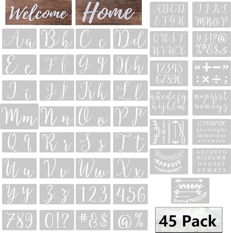 Buy 45pcs Letter Stencils for Painting on Wood Reusable with Numbers ...