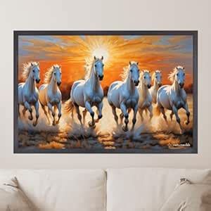 Vastu-Mandala Seven Running Horses (32 X 21.5 Inches) - Symbol of ...