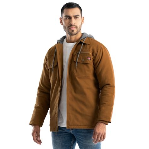 Wrangler Men's Duck Medium Weight Knit Hooded Insulated Shirt Jacket (X ...
