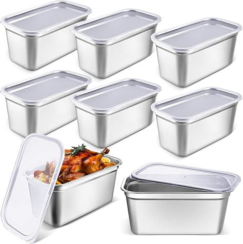 8 Pcs 304 Stainless Steel Food Storage Containers with Lids 1/3 Size ...