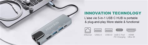 USB C Hub, 5 in 1 USB C 4K@32Hz HDMI Adapter with Ethernet Port, 100W ...