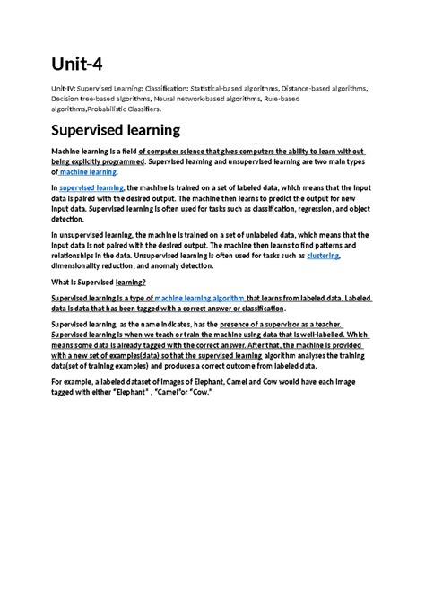 DM&DW U-4: Supervised Learning in Machine Learning - Classification ...
