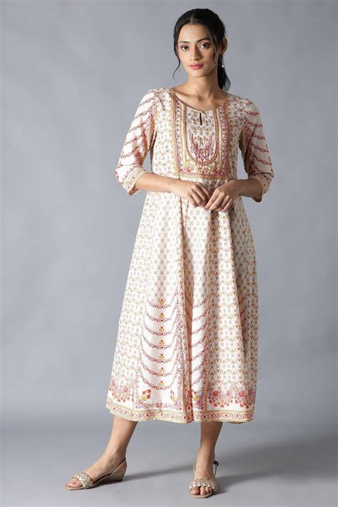 Buy Ecru Embroidered Crepe kurta With Slim Pants And Cotton Dupatta ...