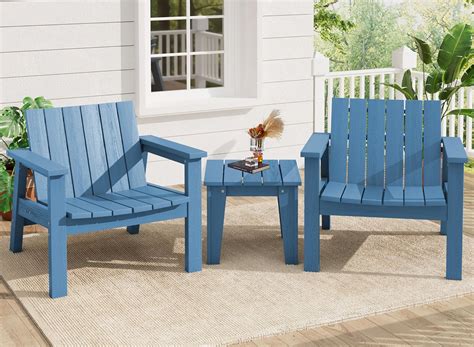 Amazon.com : SERWALL Adirondack Chair Set with Side Table, HDPE Patio ...