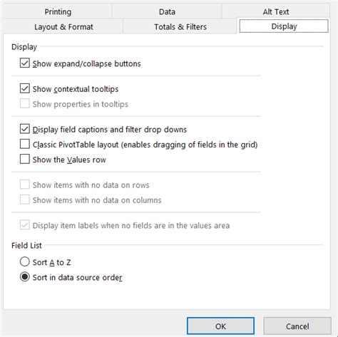 Image result for PivotTable Options