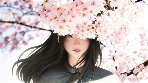 樱花树下的少女插画图片下载-正版图片400088111-摄图网