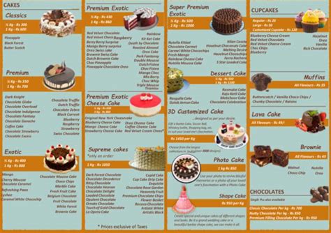 Menu at Crown Cakes, Mumbai