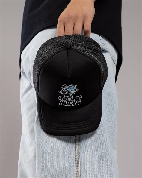 Shop The Mad Hueys Boys' Great Bite Shark Trucker Cap In Black - Fast ...