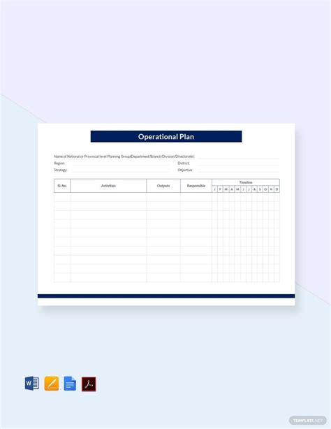 Blank Operational Plan Template 的图像结果