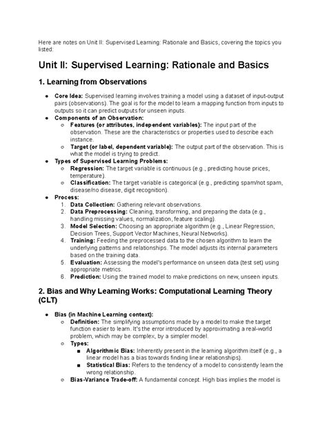 Unit II: Supervised Learning Basics - Machine Learning Fundamentals ...