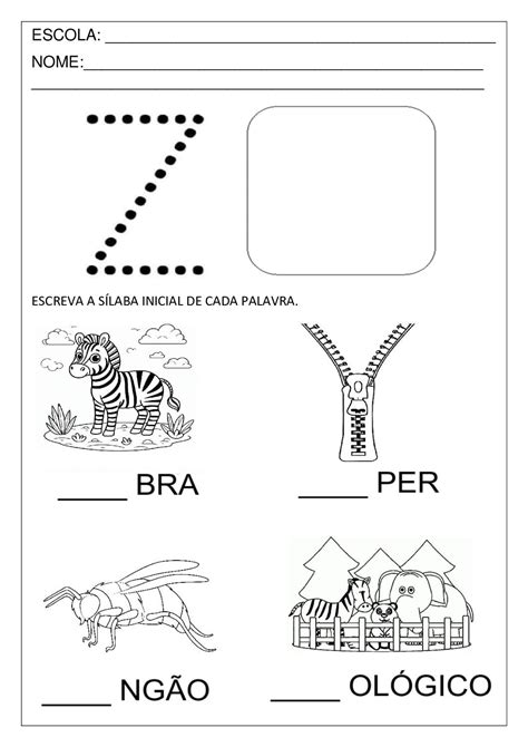Atividades Da Letra Z Para Criancas Em Idade Pre Escolar Atividades