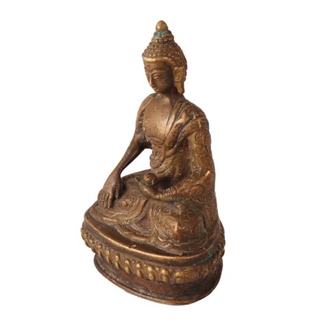 Brass Meditating Buddha Statue In Bhimisparsha Mudra
