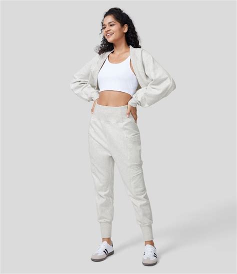 Women’s Batwing Sleeve Cropped Fleece Casual Cotton Shrug Bolero - Halara