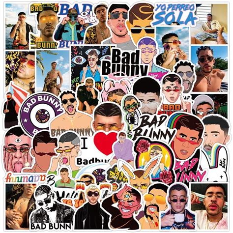 50PCS Pop Singer Bad Bunny Stickers,Vinyl Waterproof | Ubuy India