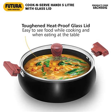 Hawkins Futura 5 Litre Cook n Serve Handi, Hard Anodised Biryani Handi ...