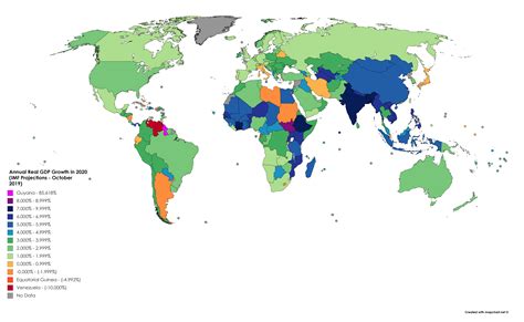 Worldwide Map of Annual Real GDP Growth Rate Forecasts for 2020 (IMF ...