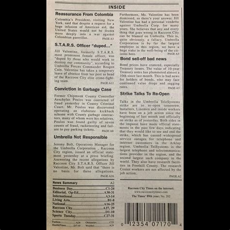 A Newspaper Prop From Resident Evil: Apocalypse : r/residentevil