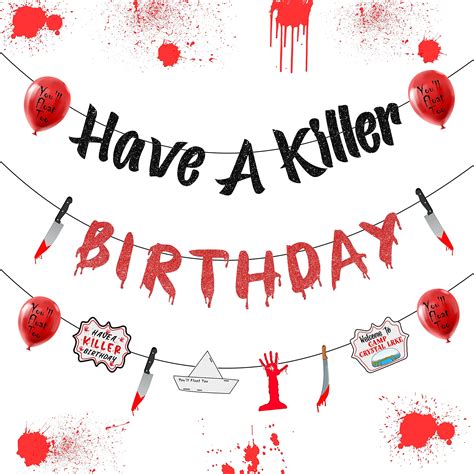 Buy Have a Killer Birthday Party Banner, Halloween Horror Garlands ...