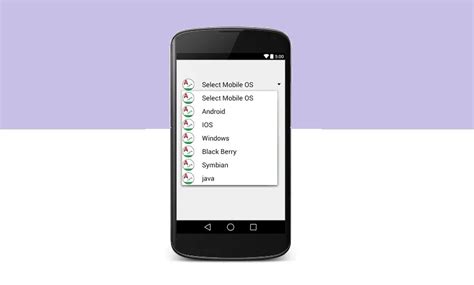 Android Spinner Example 的图像结果
