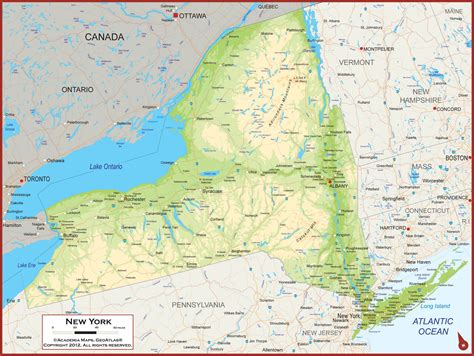Physical Map Of New York
