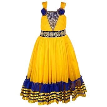 Buy Wish Karo Girls Long Dress Gown DN618S -10-11 Yrs Yellow at Amazon.in