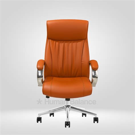 Ergonomic Boardroom Style Galatea Orange Vegan Leather High Back Chair