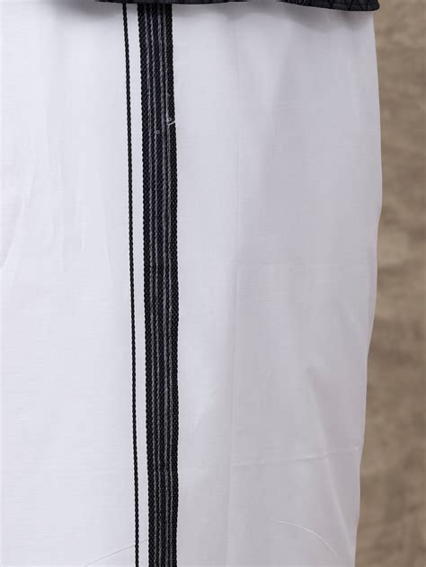 Men Black Matching Border Dhoti with Printed Shirt Set Fusion PS6