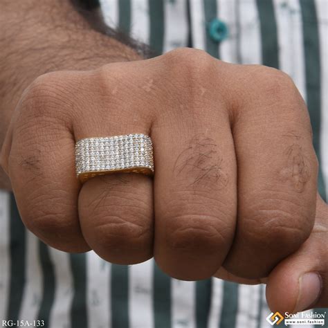 1 gram gold forming artisanal design with diamond gold plated ring ...