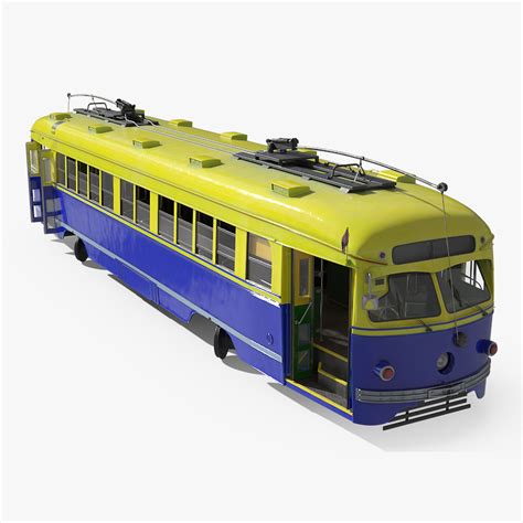 Old Tram Yellow Blue Rigged 3D | 3D Molier International