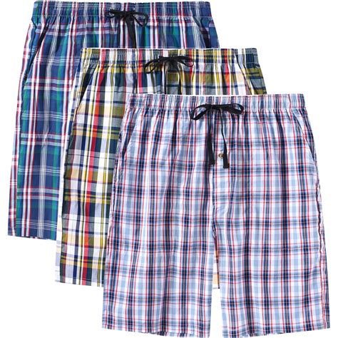 X'soft Men's Pajama Shorts, 100% Cotton, Plaid Lounge Sleepwear, 3-Pack ...
