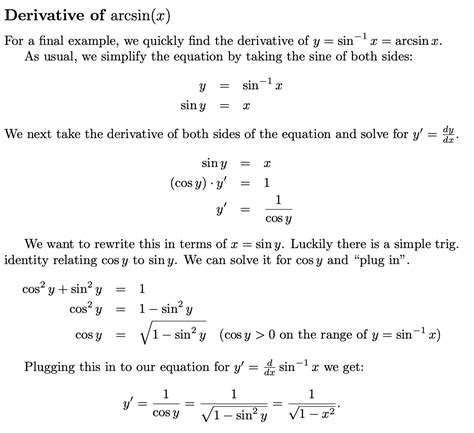 calculus - Derivative of arcsin, question on provided proof ...