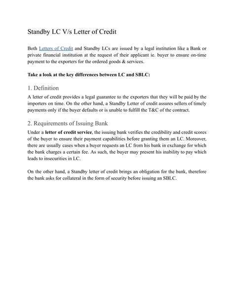 PPT - Key Differences Between A Letter Of Credit & Standby LC ...
