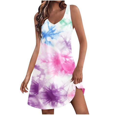 Summer Savings! pstuiky Dresses for Women, Tank Dress Gradient Print ...