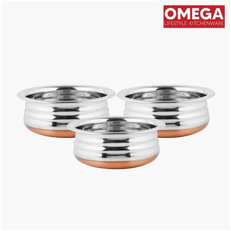 Buy OMEGA Set of 3 Stainless Steel Copper Bottom Handis from Omega at ...