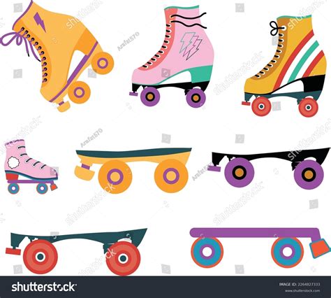 Retro Roller Skates Clipart Set Vector Stock Vector (Royalty Free ...